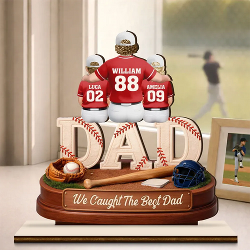 3D Effect Baseball We Caught The Best Mom Dad - Personalized Custom Shaped Wooden Plaque
