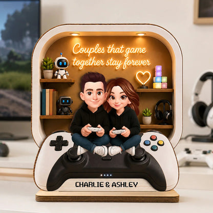 Couples Who Game Together Stay Forever - Personalized Wooden Plaque - Heartfelt Anniversary Gift for Him, for Her