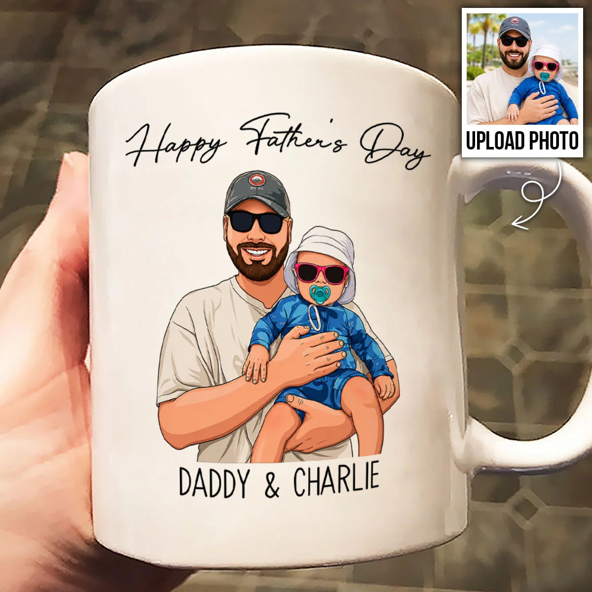 Portrait Color Drawing Style Best Dad Ever - Personalized Mug - Father's Day Gift For Dad, Husband