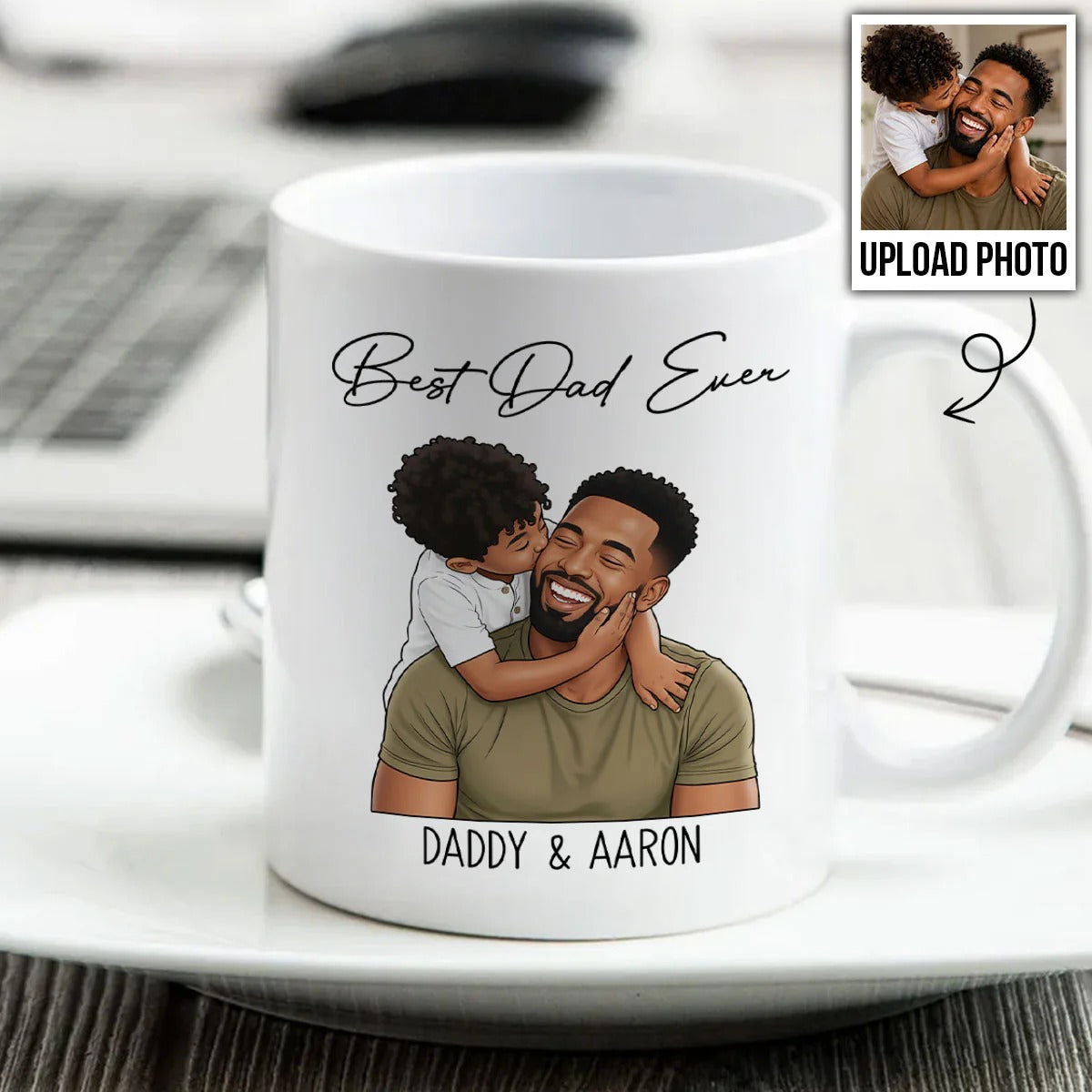 Portrait Color Drawing Style Best Dad Ever - Personalized Mug - Father's Day Gift For Dad, Husband