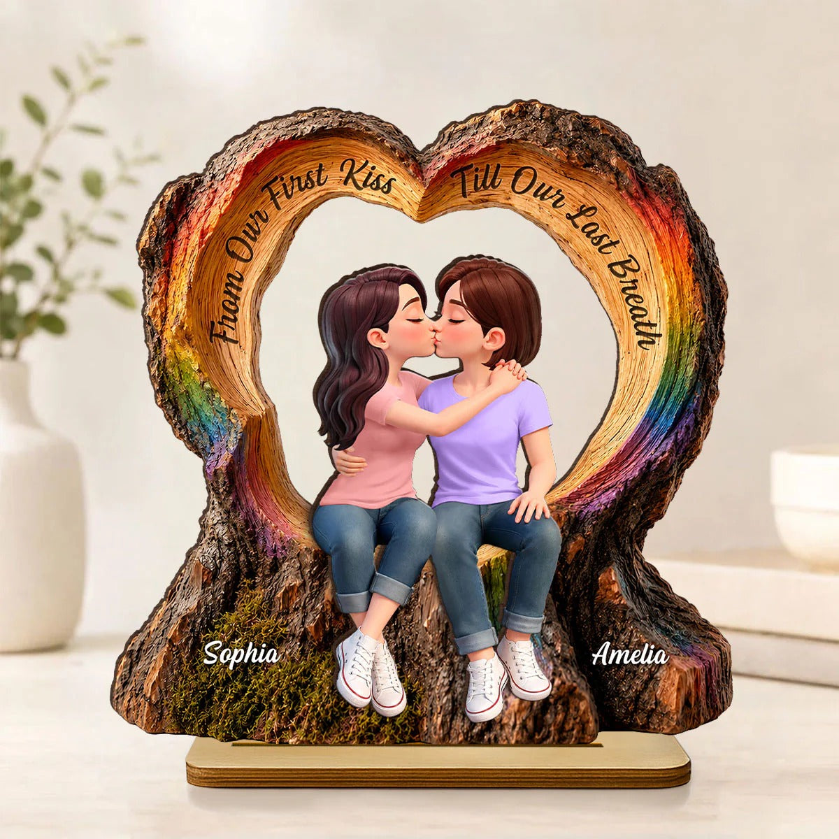 From Our First Kiss Till Our Last Breath LGBT+ Couple - Personalized Wooden Plaque - Gift For Couple, Happy Pride Month