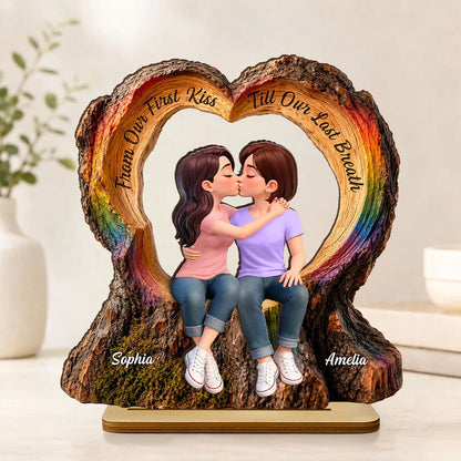 From Our First Kiss Till Our Last Breath LGBT+ Couple - Personalized Wooden Plaque - Gift For Couple, Happy Pride Month