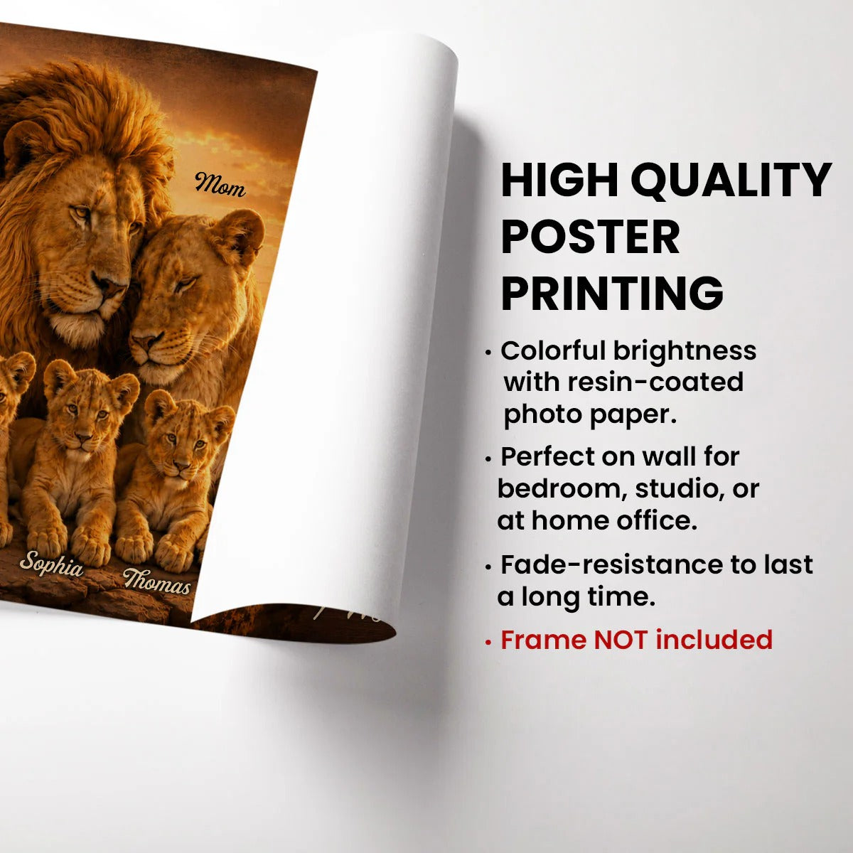Lion Family The Only Thing - Personalized Poster - Father's Day Gift For Husband, Dad
