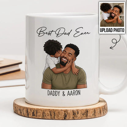 Portrait Color Drawing Style Best Dad Ever - Personalized Mug - Father's Day Gift For Dad, Husband
