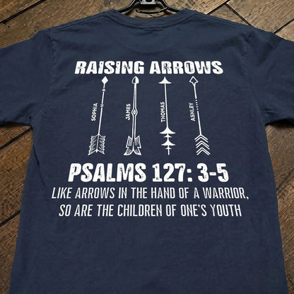 Raising Arrows Custom Kids Names - Personalized Shirt - Father's Day Gift For Christian Dad
