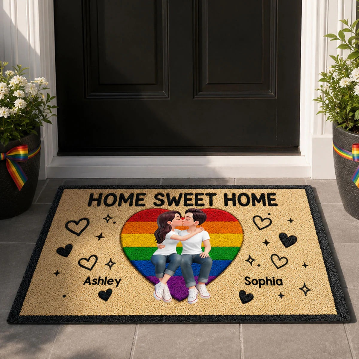 LGBT+ Couple Home Sweet Home - Personalized Doormat - Gift For Couple, Happy Pride Month