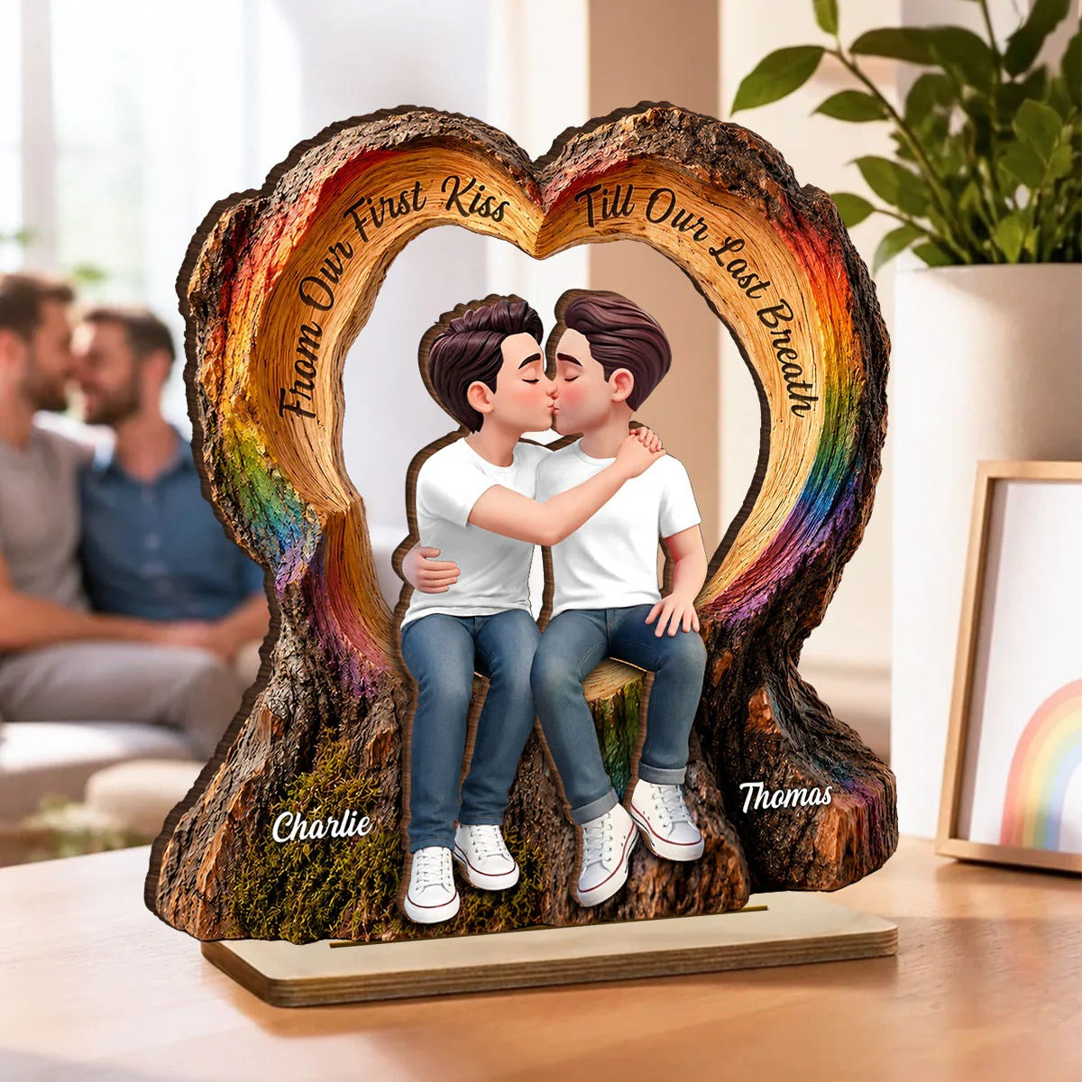 From Our First Kiss Till Our Last Breath LGBT+ Couple - Personalized Wooden Plaque - Gift For Couple, Happy Pride Month