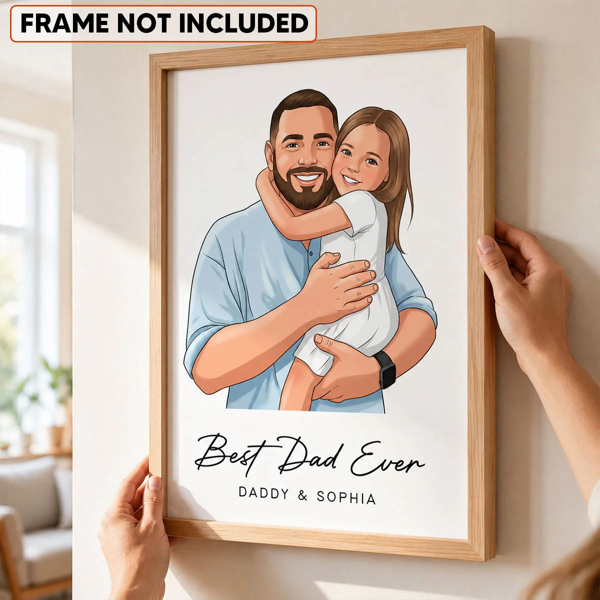 Portrait Color Drawing Style Best Dad Ever - Personalized Poster - Father's Day Gift For Dad, Husband