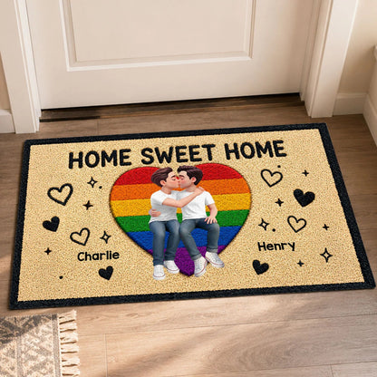 LGBT+ Couple Home Sweet Home - Personalized Doormat - Gift For Couple, Happy Pride Month