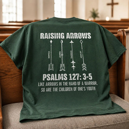 Raising Arrows Custom Kids Names - Personalized Shirt - Father's Day Gift For Christian Dad