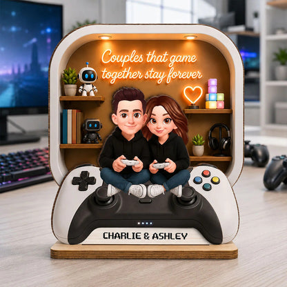 Couples Who Game Together Stay Forever - Personalized Wooden Plaque - Heartfelt Anniversary Gift for Him, for Her