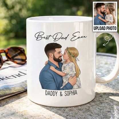 Portrait Color Drawing Style Best Dad Ever - Personalized Mug - Father's Day Gift For Dad, Husband