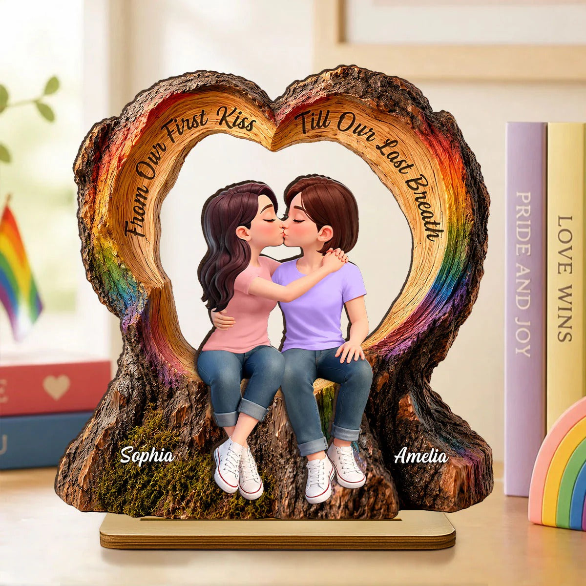 From Our First Kiss Till Our Last Breath LGBT+ Couple - Personalized Wooden Plaque - Gift For Couple, Happy Pride Month