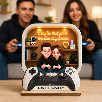Couples Who Game Together Stay Forever - Personalized Wooden Plaque - Heartfelt Anniversary Gift for Him, for Her
