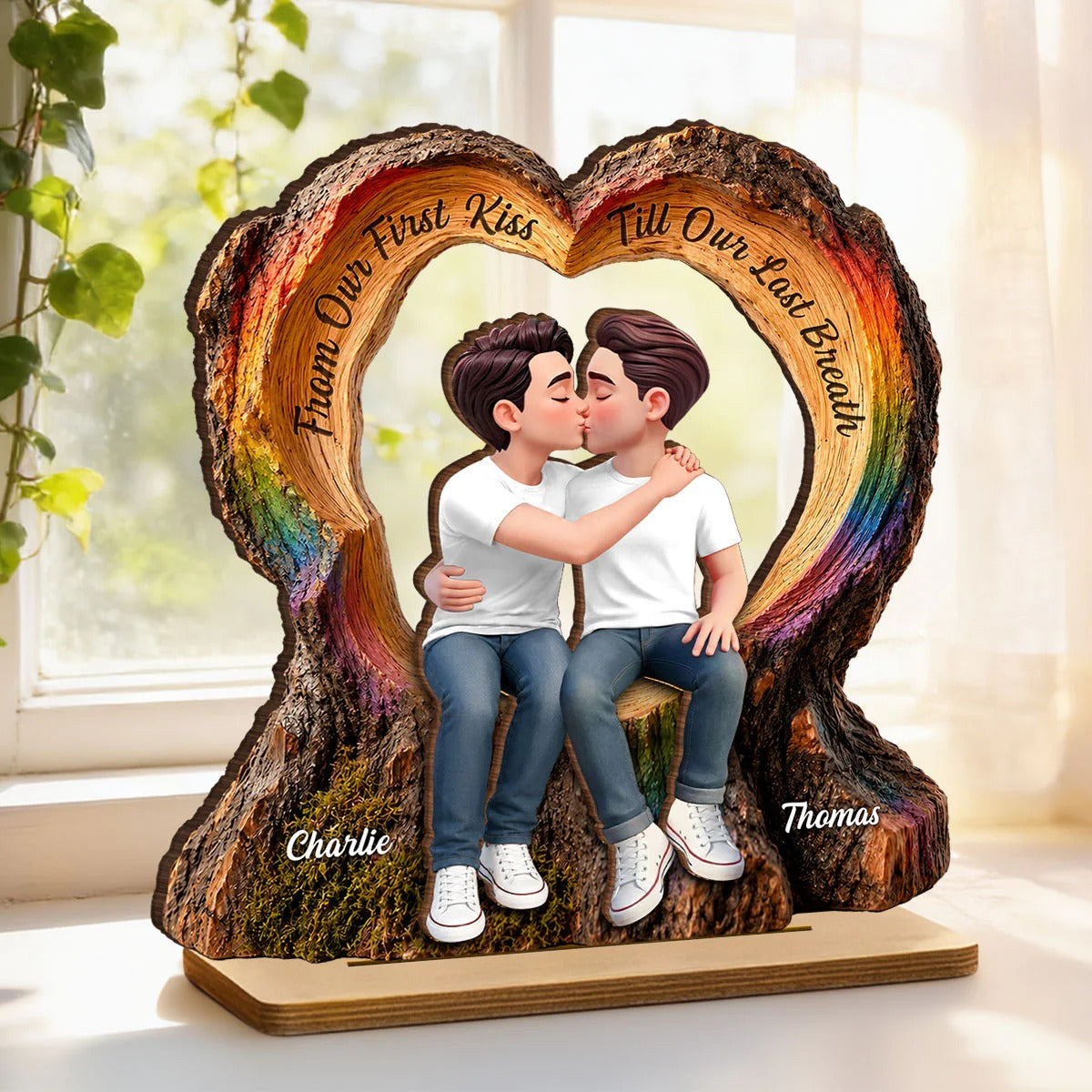From Our First Kiss Till Our Last Breath LGBT+ Couple - Personalized Wooden Plaque - Gift For Couple, Happy Pride Month