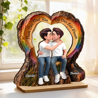 From Our First Kiss Till Our Last Breath LGBT+ Couple - Personalized Wooden Plaque - Gift For Couple, Happy Pride Month
