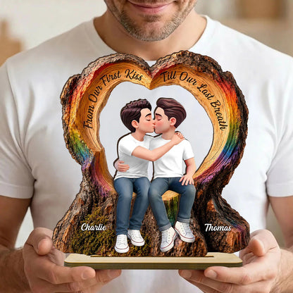From Our First Kiss Till Our Last Breath LGBT+ Couple - Personalized Wooden Plaque - Gift For Couple, Happy Pride Month