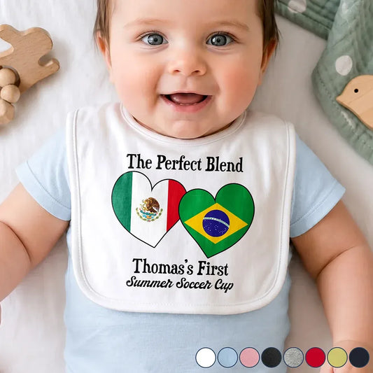 Baby First Soccer Cup Duo Country Flags - Personalized Baby Bib