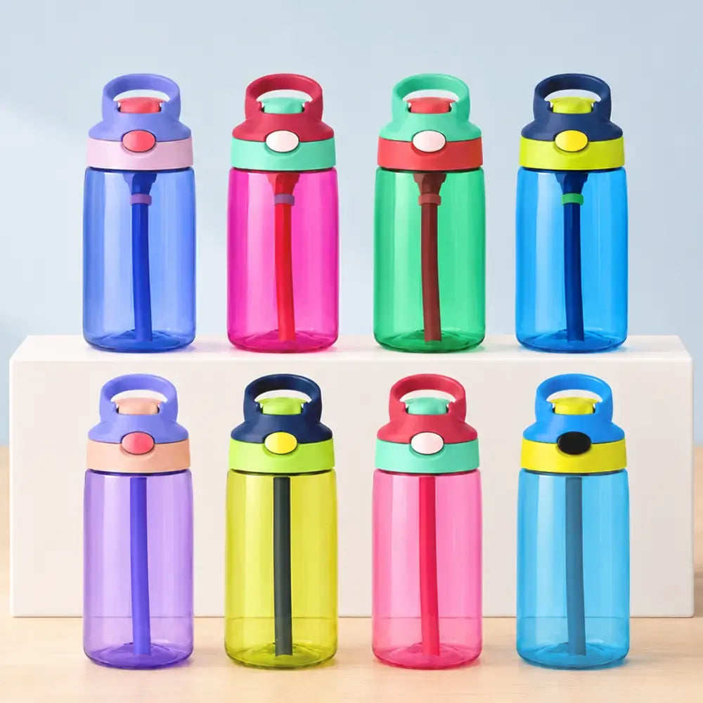 School Kid With Backpack - Personalized Kids Water Bottle With Straw