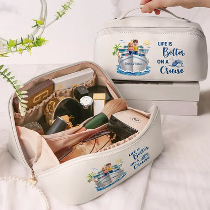 All My Cruise Crap - Personalized Leather Makeup Bag