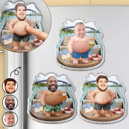 Custom Photo Life Is Better On A Pontoon - Personalized Squishy Acrylic Fridge Magnet