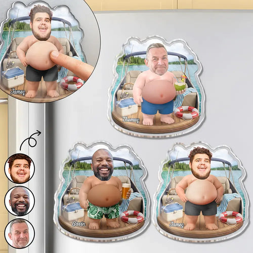 Custom Photo Life Is Better On A Pontoon - Personalized Squishy Acrylic Fridge Magnet