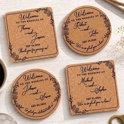 Thank You For Joining Us Couple Wedding - Personalized Cork Coaster