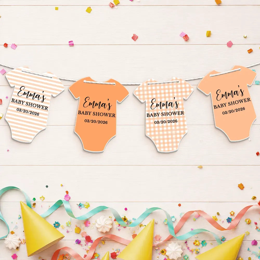 Baby Bodysuit Boy Girl For Baby Shower, Gender Reveal - Personalized Garland Banner