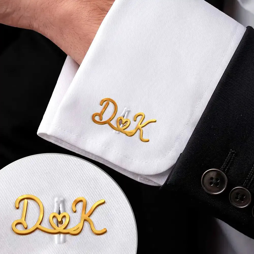 Couple Initials Sign Name - Personalized Cufflinks