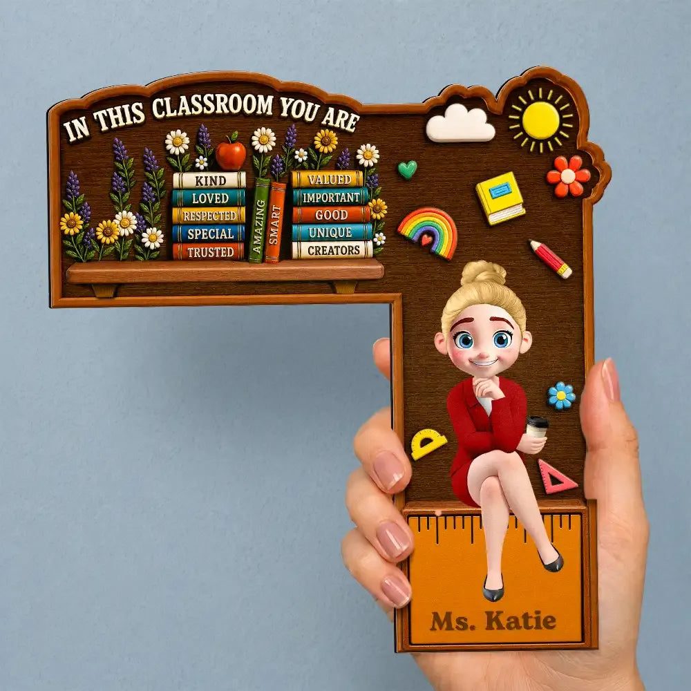 3D Effect In This Classroom You Are Kind Loved - Personalized Door Corner Wood Sign