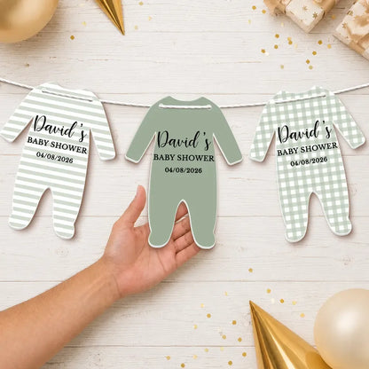 Baby Bodysuit Boy Girl For Baby Shower, Gender Reveal - Personalized Garland Banner