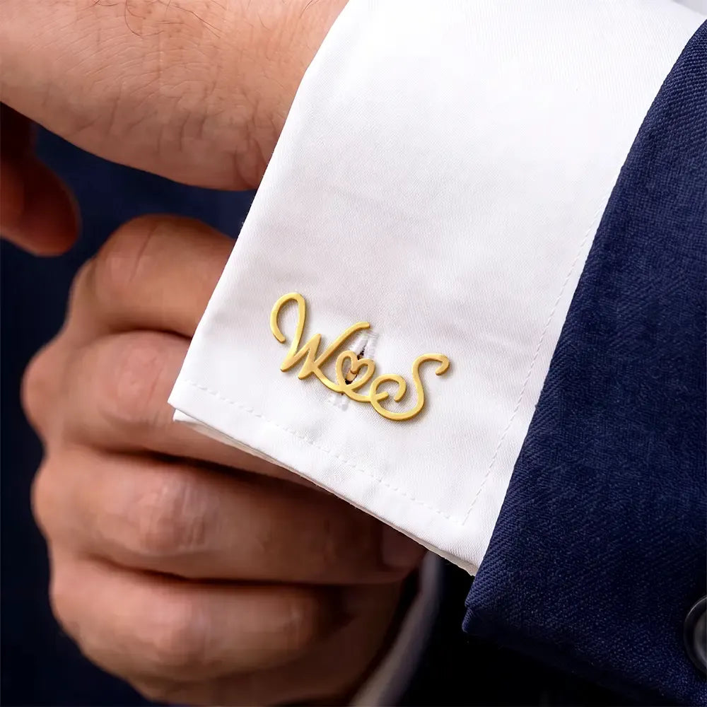 Couple Initials Sign Name - Personalized Cufflinks