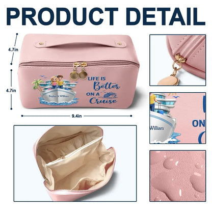 All My Cruise Crap - Personalized Leather Makeup Bag