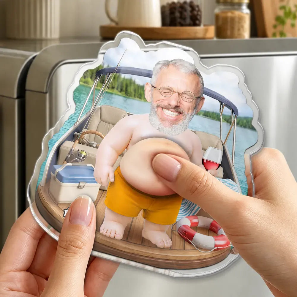 Custom Photo Life Is Better On A Pontoon - Personalized Squishy Acrylic Fridge Magnet