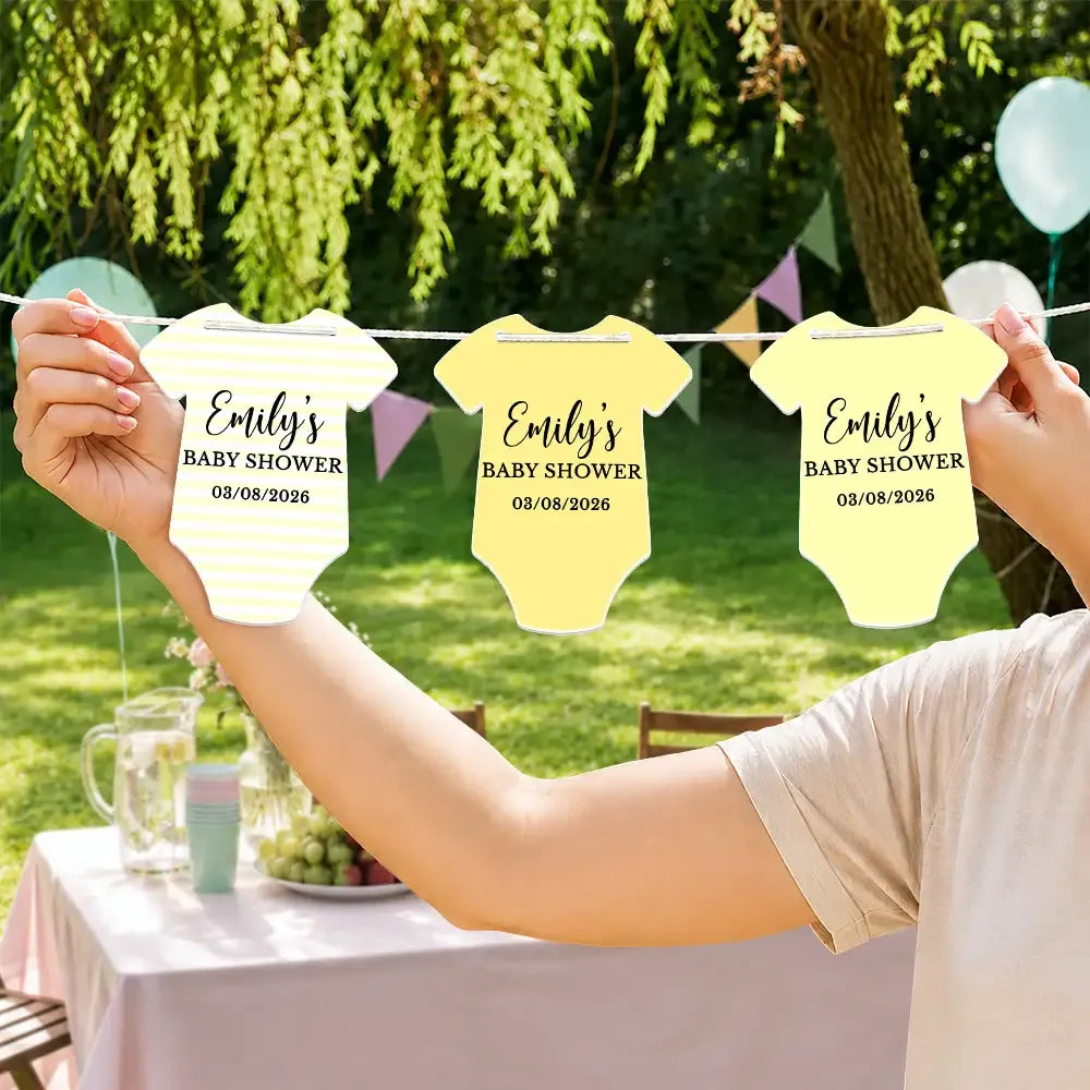 Baby Bodysuit Boy Girl For Baby Shower, Gender Reveal - Personalized Garland Banner