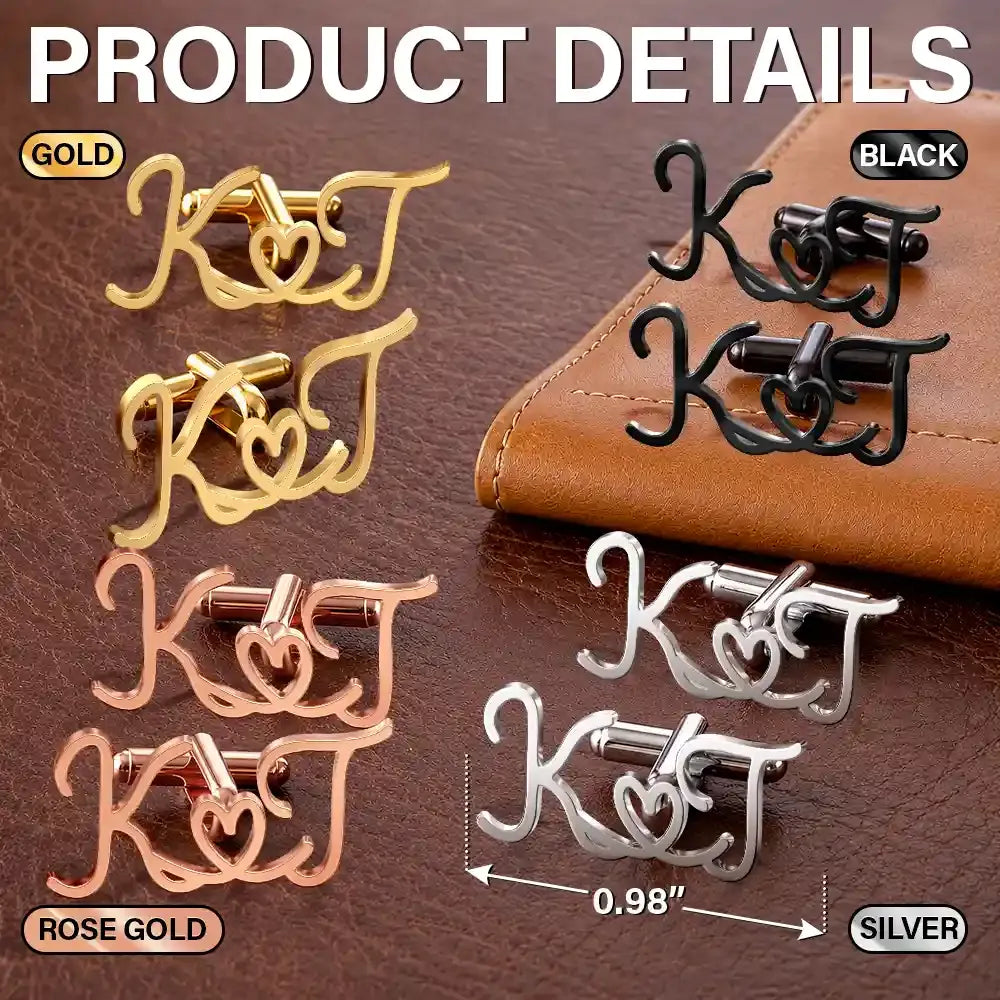 Couple Initials Sign Name - Personalized Cufflinks
