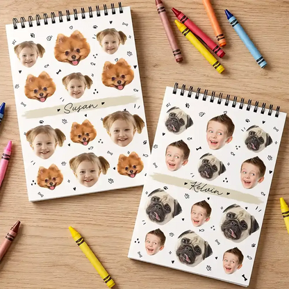 Custom Photo Dog Cat Family Portrait - Personalized Sketchbook