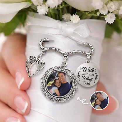 Custom Photo Memorial Family Walk With Me Today - Personalized Lapel Pin