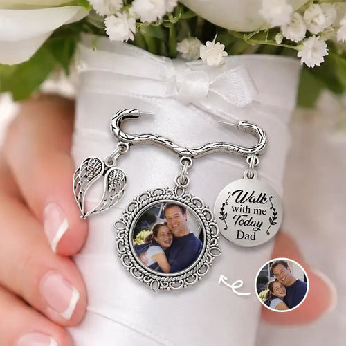 Custom Photo Memorial Family Walk With Me Today - Personalized Lapel Pin