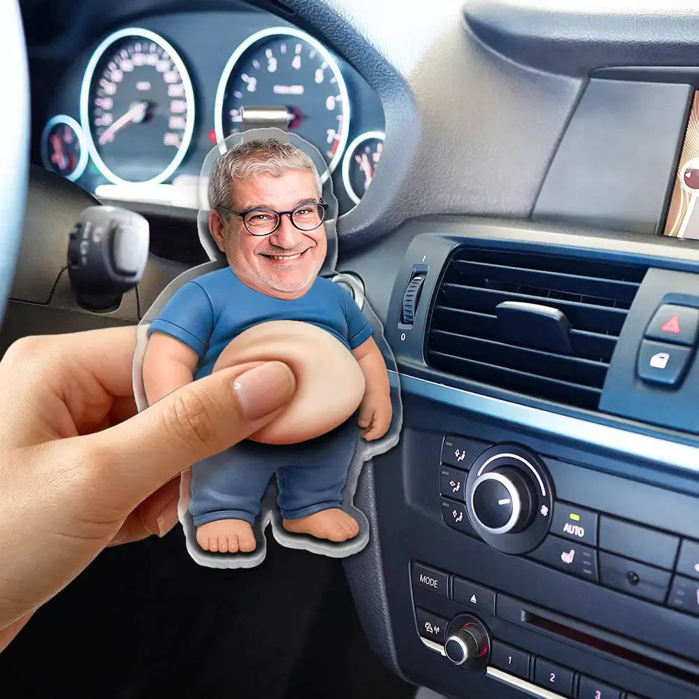 Custom Photo Poke Dad Bod Belly - Personalized Squishy Acrylic Car Visor Clip