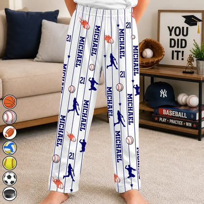 Sports Lovers Number And Name - Personalized Pajama Pants