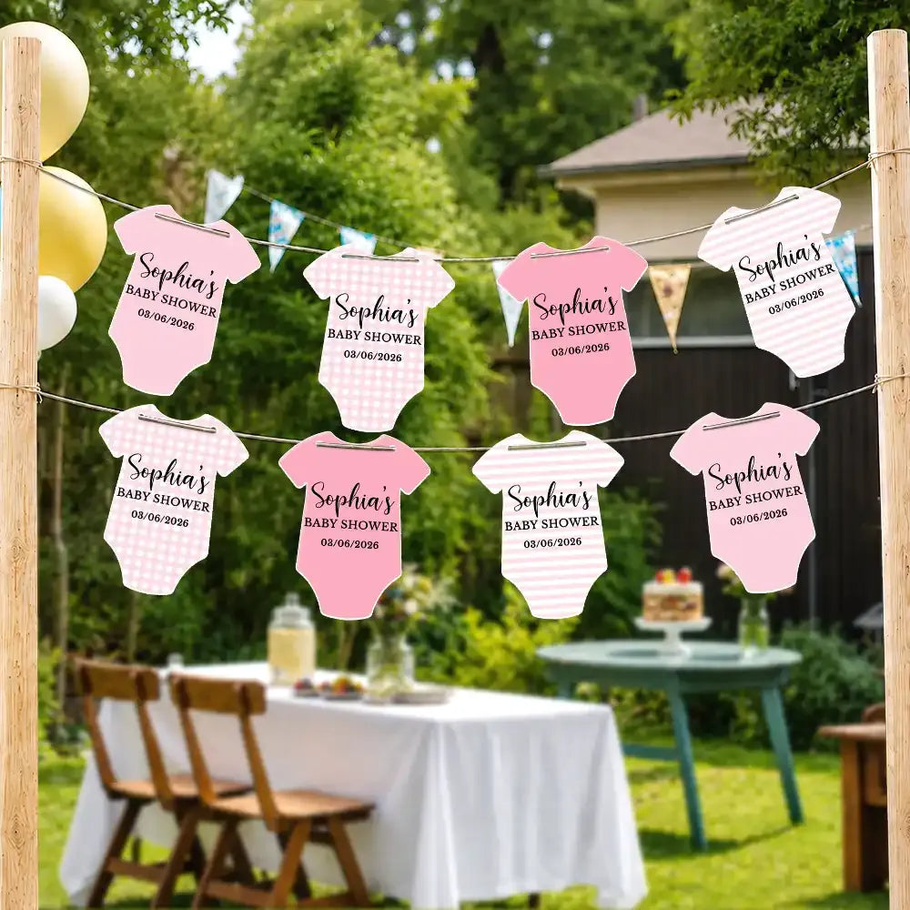 Baby Bodysuit Boy Girl For Baby Shower, Gender Reveal - Personalized Garland Banner