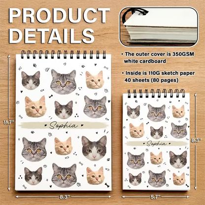 Custom Photo Dog Cat Family Portrait - Personalized Sketchbook