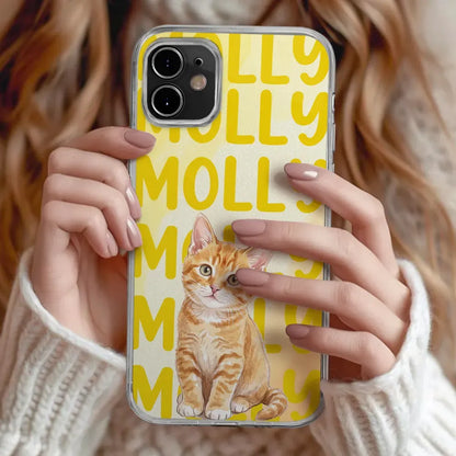 Custom Photo Realistic Watercolor Art Cute Dog Cat Portrait - Personalized Clear Phone Case