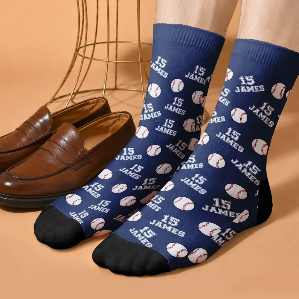 Sports Pattern Soccer Baseball Volleyball Basketball - Personalized Crew Socks