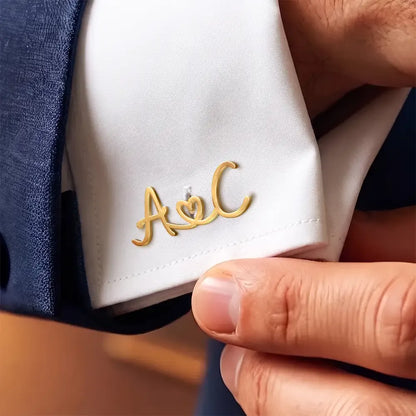 Couple Initials Sign Name - Personalized Cufflinks