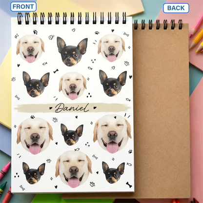 Custom Photo Dog Cat Family Portrait - Personalized Sketchbook