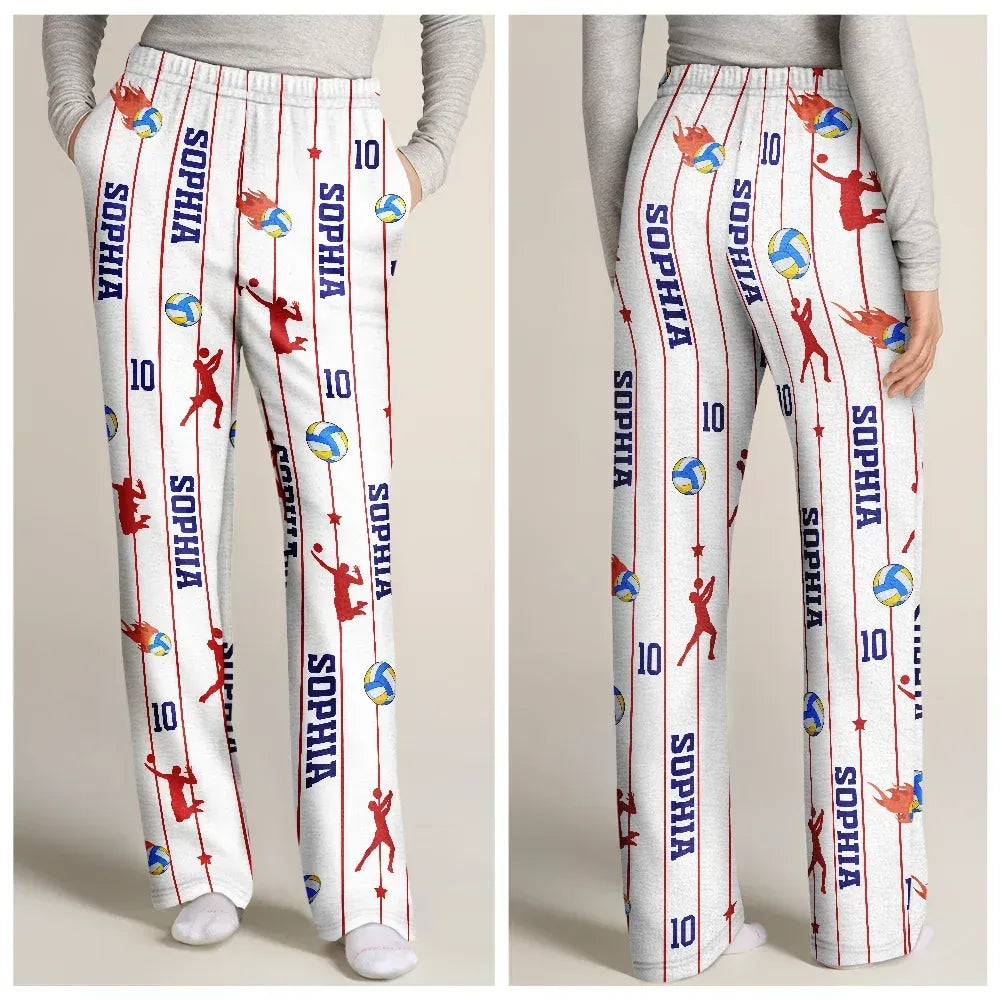 Sports Lovers Number And Name - Personalized Pajama Pants