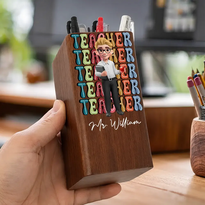 Teaching Is A Heartfelt - Personalized Pen Holder With Clock