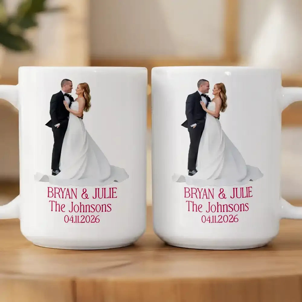 Custom Photo Couples Wedding Engaged Bachelor Party - Personalized Mug